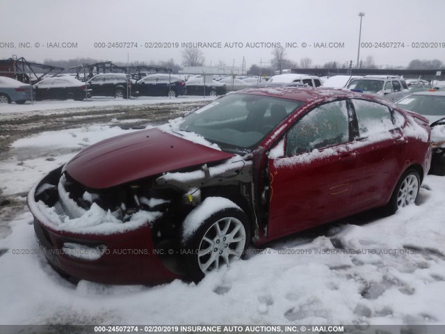 1C3CDFBH3DD641704 - 2013 DODGE DART SXT RED photo 2