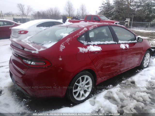 1C3CDFBH3DD641704 - 2013 DODGE DART SXT RED photo 4