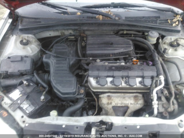 2HGES16231H572242 - 2001 HONDA CIVIC DX SILVER photo 10