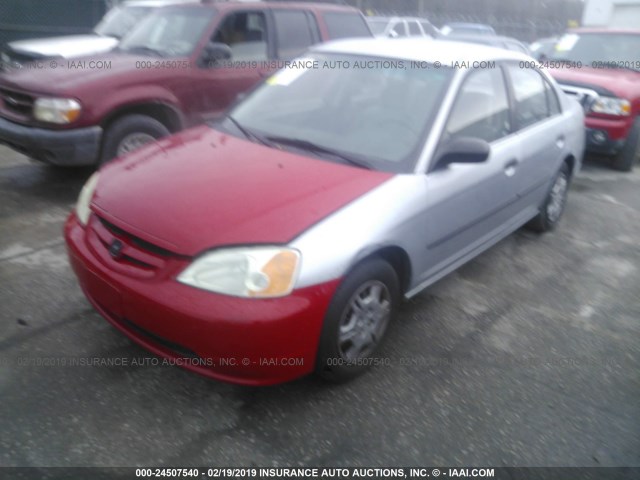 2HGES16231H572242 - 2001 HONDA CIVIC DX SILVER photo 2