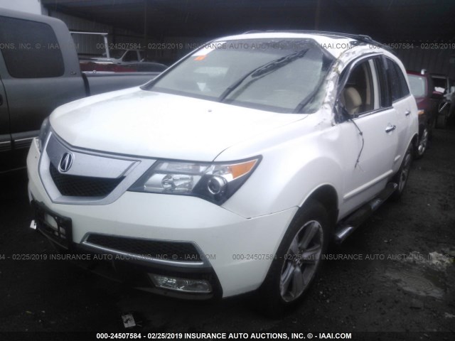 2HNYD2H6XAH509631 - 2010 ACURA MDX TECHNOLOGY WHITE photo 2