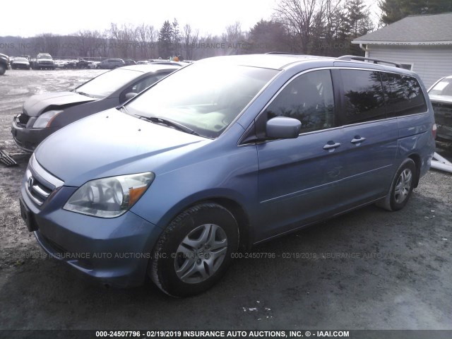 5FNRL38625B064350 - 2005 HONDA ODYSSEY EXL BLUE photo 2