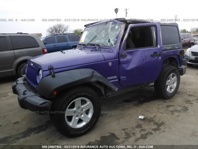 1C4AJWAG9HL605239 - 2017 JEEP WRANGLER SPORT PURPLE photo 2