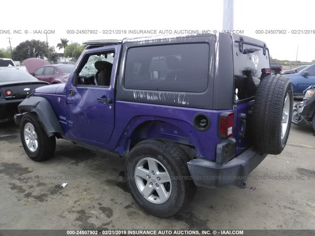 1C4AJWAG9HL605239 - 2017 JEEP WRANGLER SPORT PURPLE photo 3