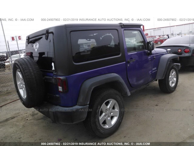 1C4AJWAG9HL605239 - 2017 JEEP WRANGLER SPORT PURPLE photo 4