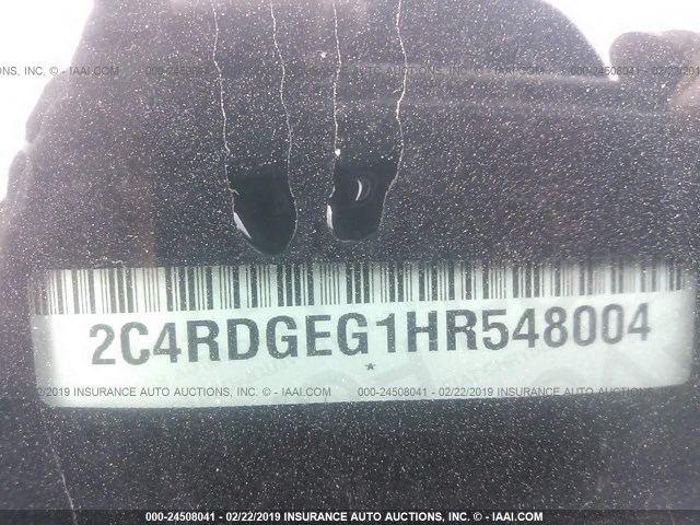 2C4RDGEG1HR548004 - 2017 DODGE GRAND CARAVAN GT BLACK photo 9