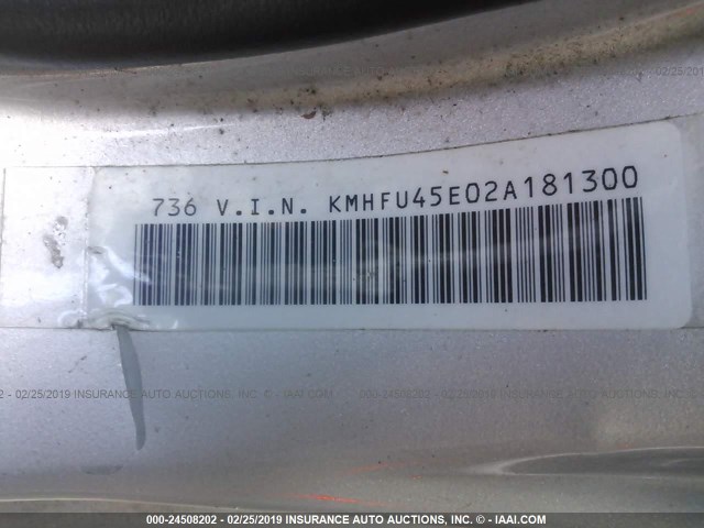 KMHFU45E02A181300 - 2002 HYUNDAI XG 350 SILVER photo 9