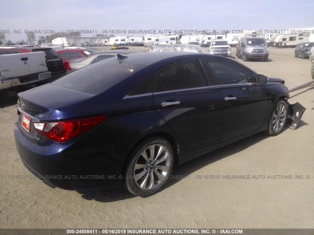 5NPEC4AB8BH208489 - 2011 HYUNDAI SONATA SE/LIMITED BLUE photo 4