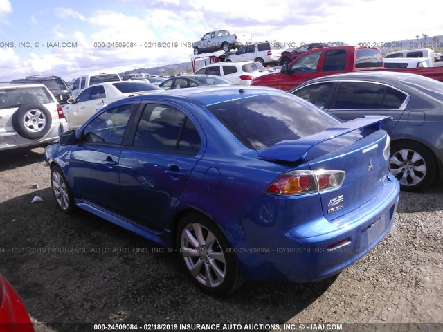 JA32U8FW4CU010209 - 2012 MITSUBISHI LANCER GT BLUE photo 3