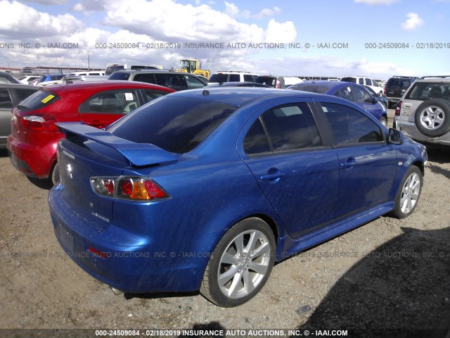 JA32U8FW4CU010209 - 2012 MITSUBISHI LANCER GT BLUE photo 4