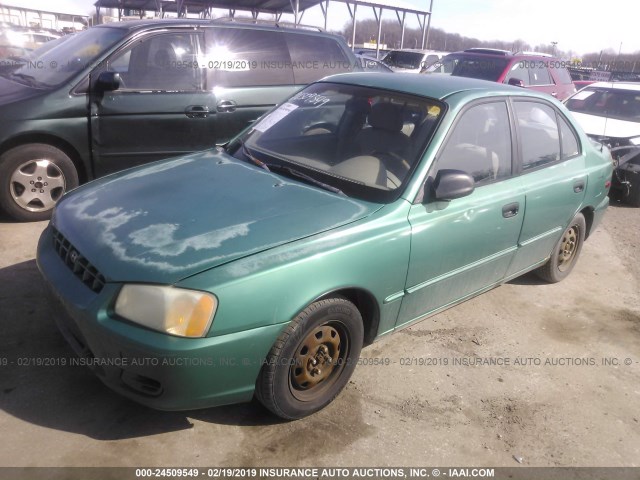 KMHCG45G2YU065146 - 2000 HYUNDAI ACCENT GL GREEN photo 2