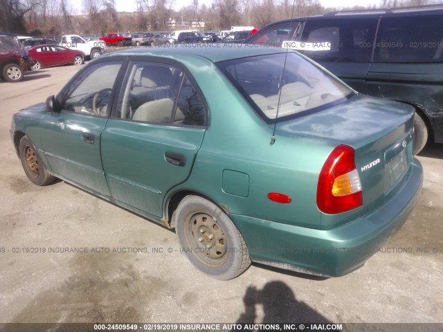 KMHCG45G2YU065146 - 2000 HYUNDAI ACCENT GL GREEN photo 3