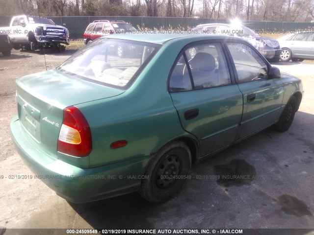 KMHCG45G2YU065146 - 2000 HYUNDAI ACCENT GL GREEN photo 4