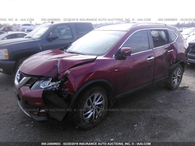 5N1AT2MV2FC771821 - 2015 NISSAN ROGUE S/SL/SV RED photo 2