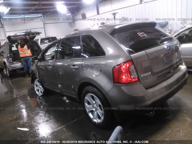 2FMDK3JCXCBA27114 - 2012 FORD EDGE SEL GRAY photo 3