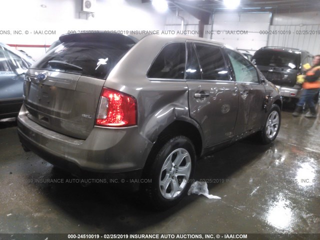 2FMDK3JCXCBA27114 - 2012 FORD EDGE SEL GRAY photo 4