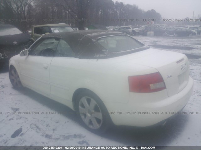 WAUAC48H25K013421 - 2005 AUDI A4 1.8 CABRIOLET WHITE photo 3