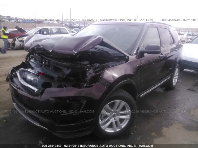 1FM5K8DH7JGC71463 - 2018 FORD EXPLORER XLT BURGUNDY photo 2