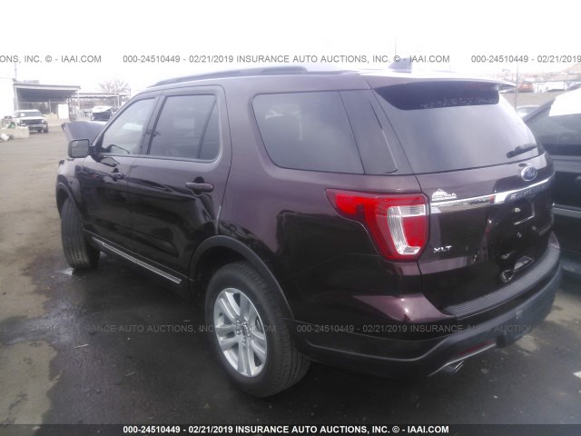 1FM5K8DH7JGC71463 - 2018 FORD EXPLORER XLT BURGUNDY photo 3