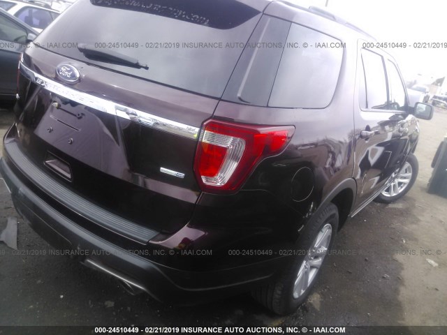 1FM5K8DH7JGC71463 - 2018 FORD EXPLORER XLT BURGUNDY photo 4