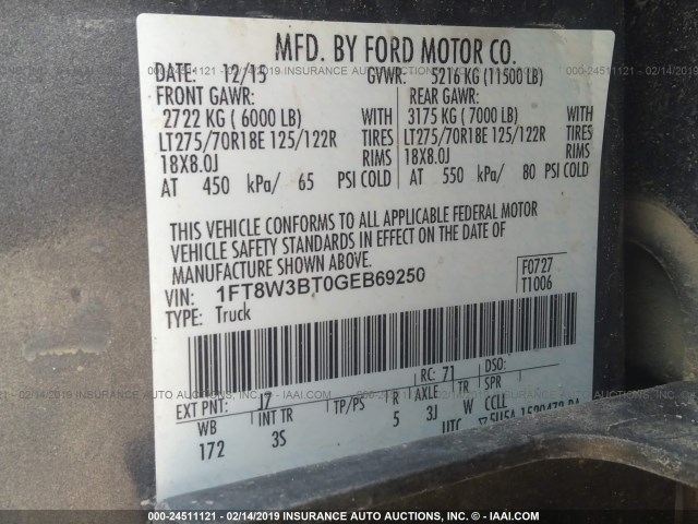 1FT8W3BT0GEB69250 - 2016 FORD F350 SUPER DUTY Unknown photo 10