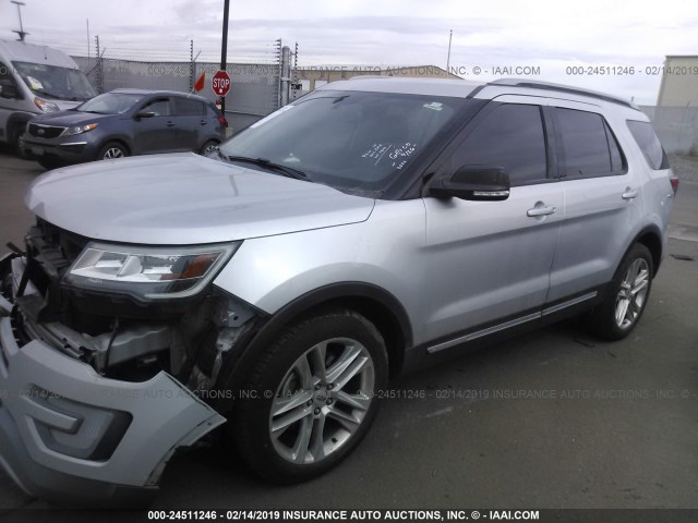 1FM5K7D86GGB11514 - 2016 FORD EXPLORER XLT SILVER photo 2