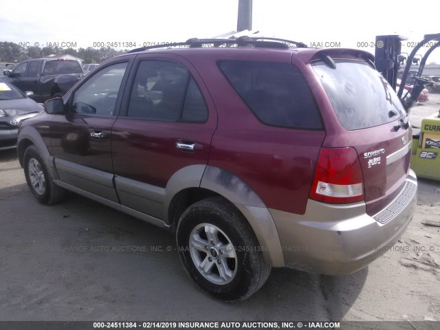 KNDJD733545183945 - 2004 KIA SORENTO EX/LX RED photo 3