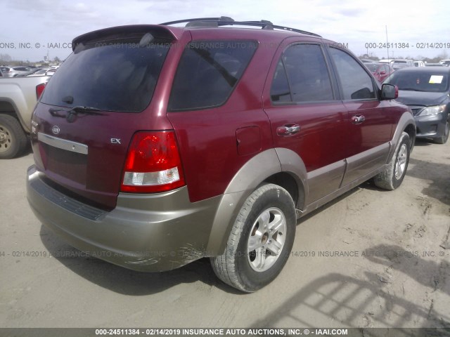 KNDJD733545183945 - 2004 KIA SORENTO EX/LX RED photo 4