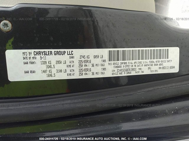 2C4RDGDG8CR128931 - 2012 DODGE GRAND CARAVAN CREW GRAY photo 9