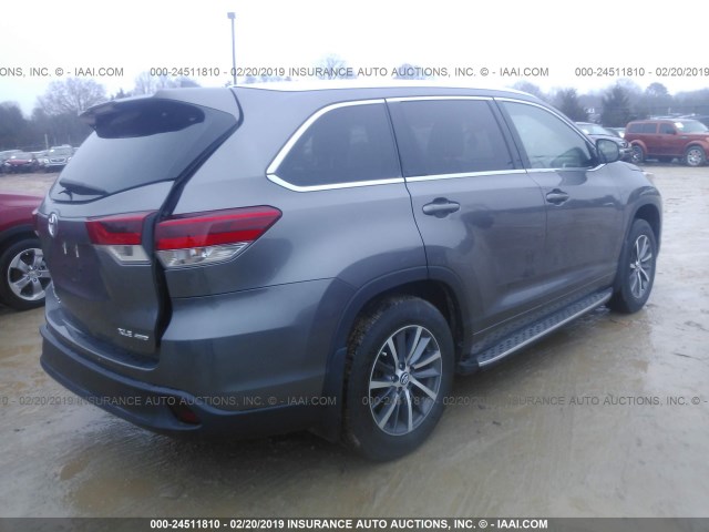 5TDJZRFH2HS455663 - 2017 TOYOTA HIGHLANDER SE/XLE GRAY photo 4