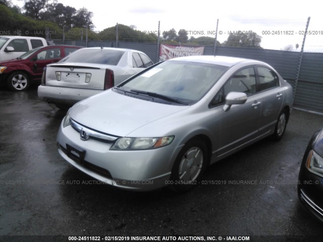 JHMFA36227S002749 - 2007 HONDA CIVIC HYBRID SILVER photo 2