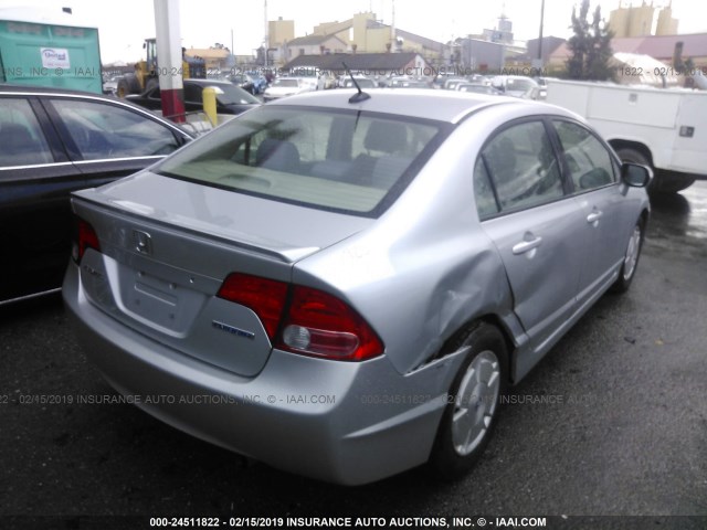 JHMFA36227S002749 - 2007 HONDA CIVIC HYBRID SILVER photo 4