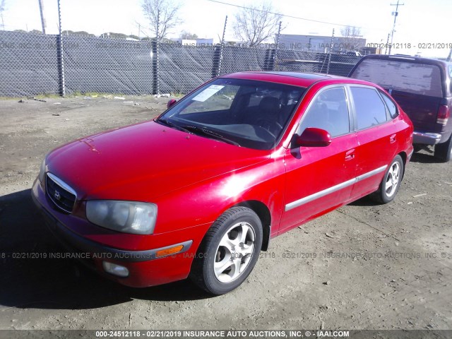 KMHDN55D32U051141 - 2002 HYUNDAI ELANTRA GLS/GT RED photo 2