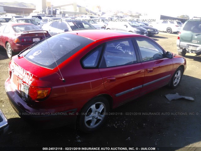 KMHDN55D32U051141 - 2002 HYUNDAI ELANTRA GLS/GT RED photo 4