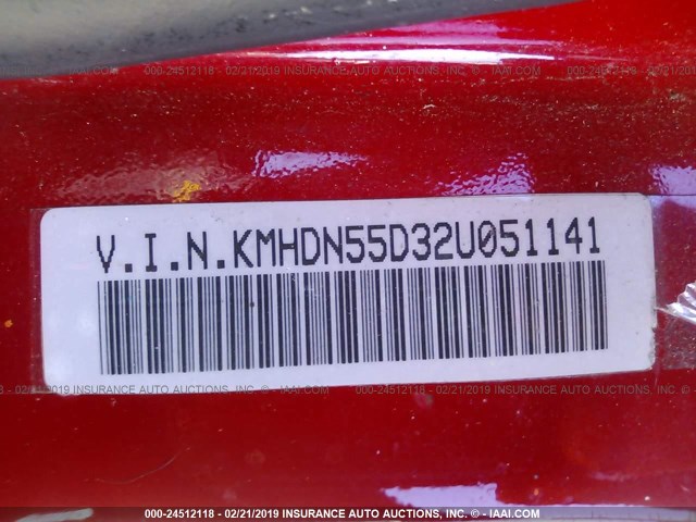 KMHDN55D32U051141 - 2002 HYUNDAI ELANTRA GLS/GT RED photo 9