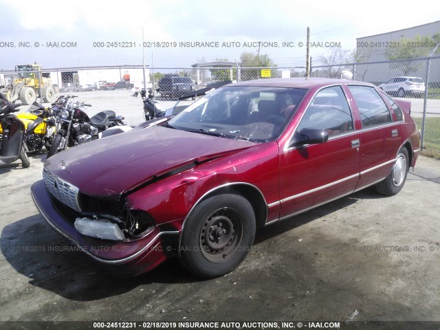 1G1BL52P8SR148282 - 1995 CHEVROLET CAPRICE / IMPALA CLASSIC/SS MAROON photo 2