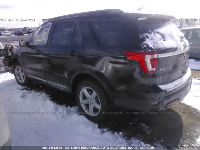 1FM5K7DH6JGB64334 - 2018 FORD EXPLORER XLT BLACK photo 3