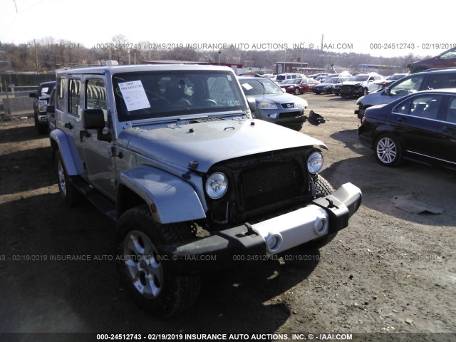 1C4HJWEG4EL247276 - 2014 JEEP WRANGLER UNLIMITE SAHARA SILVER photo 1