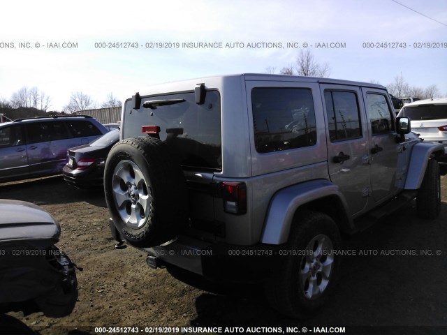 1C4HJWEG4EL247276 - 2014 JEEP WRANGLER UNLIMITE SAHARA SILVER photo 4