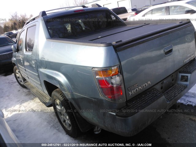 2HJYK16467H552620 - 2007 HONDA RIDGELINE RTS GREEN photo 3