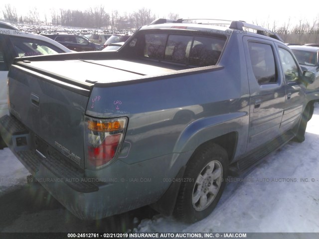 2HJYK16467H552620 - 2007 HONDA RIDGELINE RTS GREEN photo 4