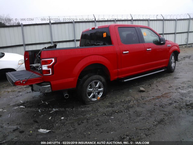 1FTEW1C56JFA76600 - 2018 FORD F150 SUPERCREW RED photo 4