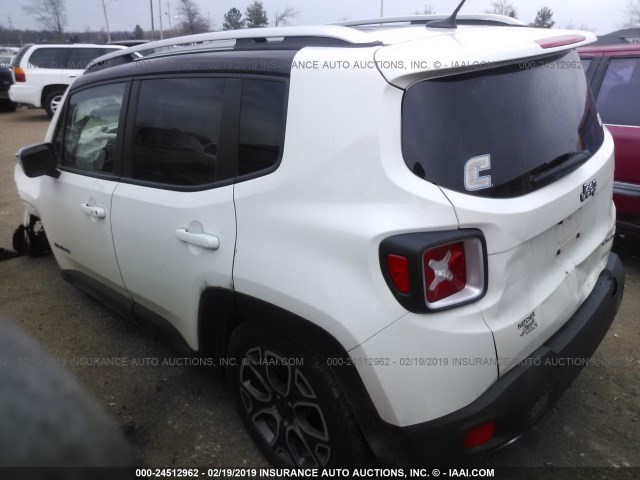 ZACCJADT0GPC60410 - 2016 JEEP RENEGADE LIMITED WHITE photo 3