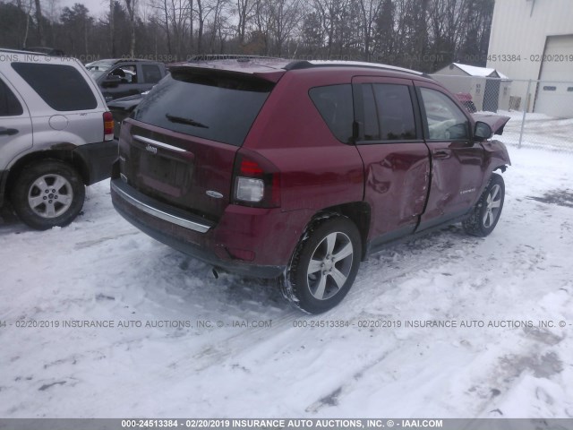 1C4NJDEBXHD114094 - 2017 JEEP COMPASS LATITUDE RED photo 4