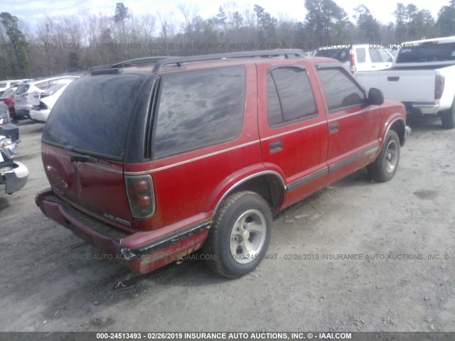 1GNCS13W4SK157722 - 1995 CHEVROLET BLAZER RED photo 4