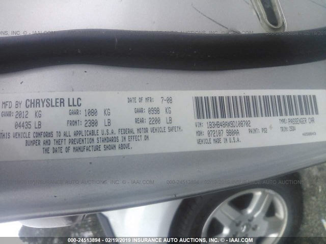 1B3HB48AX9D108702 - 2009 DODGE CALIBER SXT SILVER photo 9