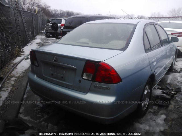 JHMES96623S000945 - 2003 HONDA CIVIC HYBRID Light Blue photo 4