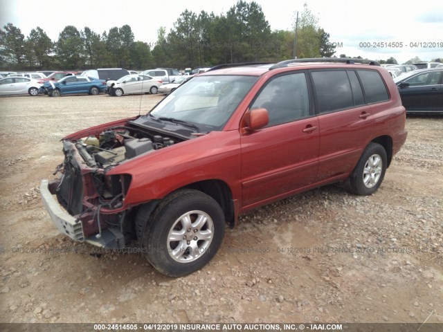 JTEHF21A130158190 - 2003 TOYOTA HIGHLANDER LIMITED RED photo 2