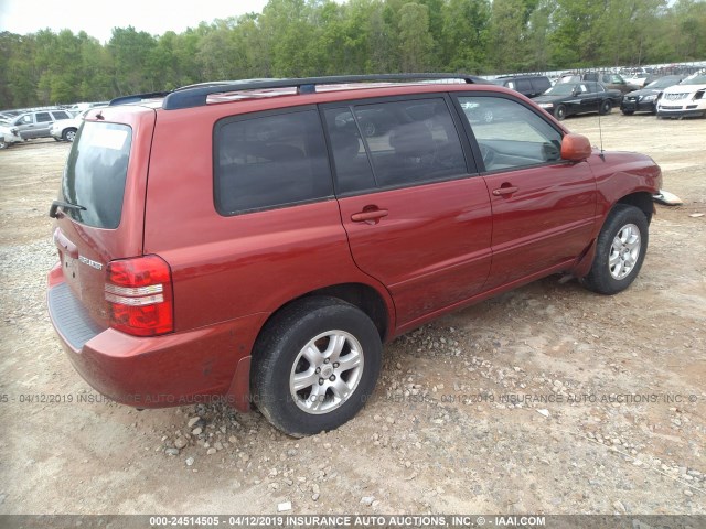 JTEHF21A130158190 - 2003 TOYOTA HIGHLANDER LIMITED RED photo 4