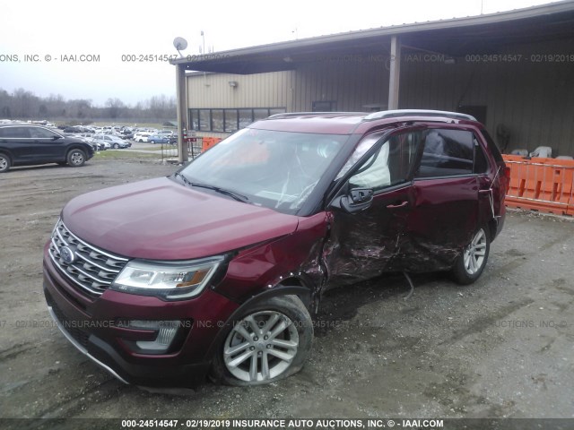 1FM5K7DHXHGA66658 - 2017 FORD EXPLORER XLT MAROON photo 2